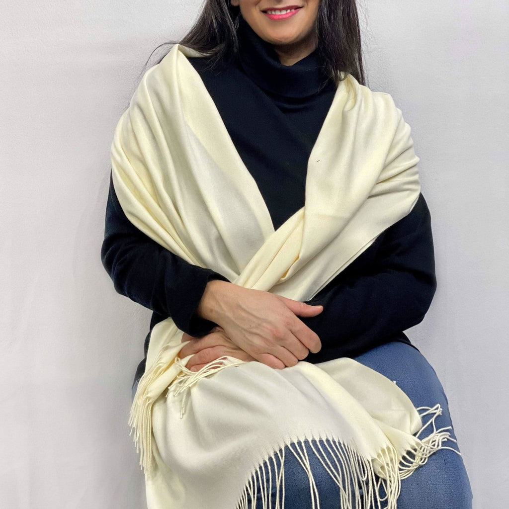 Ultra Soft Cream Cashmere Scarf / Wrap / Shawl / Cover  #CA6