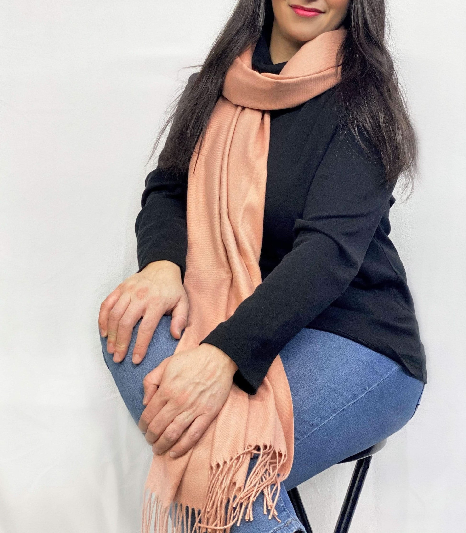 Ultra Soft Peach Cashmere Scarf / Wrap / Shawl / Cover  #CA9