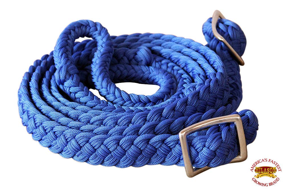 1" X 8Ft Braided Poly Barrel Horse Racing Reins Flat Grip