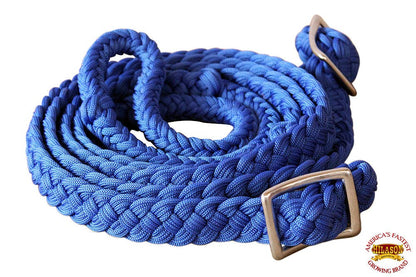 1" X 8Ft Braided Poly Barrel Horse Racing Reins Flat Grip