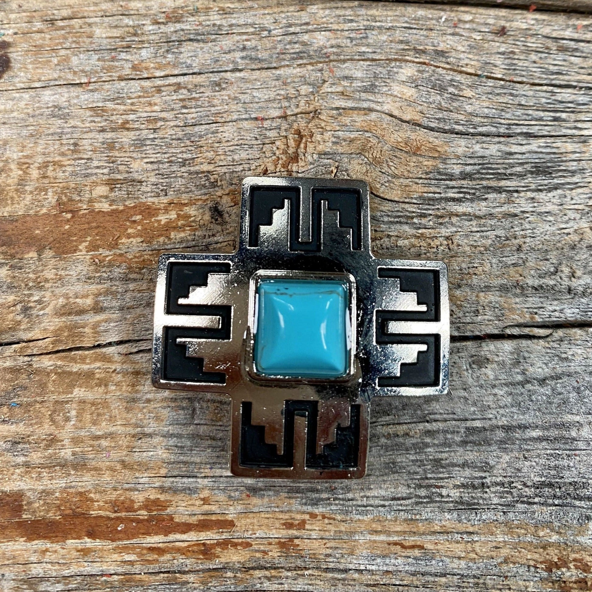 Southwest Antique Silver Turquoise 1" Concho W201S