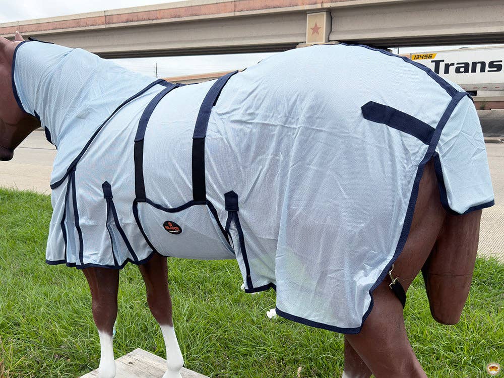 HILASON 66"-84" Horse Fly Sheet with Neck UV Protect Mesh Bug Mosquito Summer White
