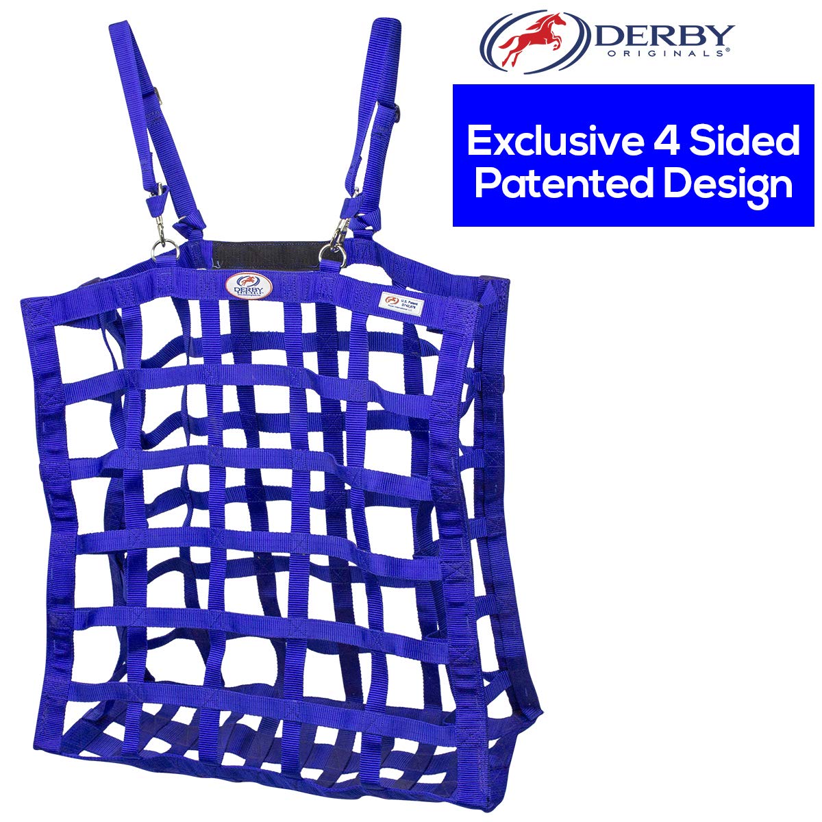 Easy Feeder 4 Sided Hay Bag – 3.5" x 3" Rectangular Openings – Moderate Slow Feed – 1-Year Warranty | Patented Design