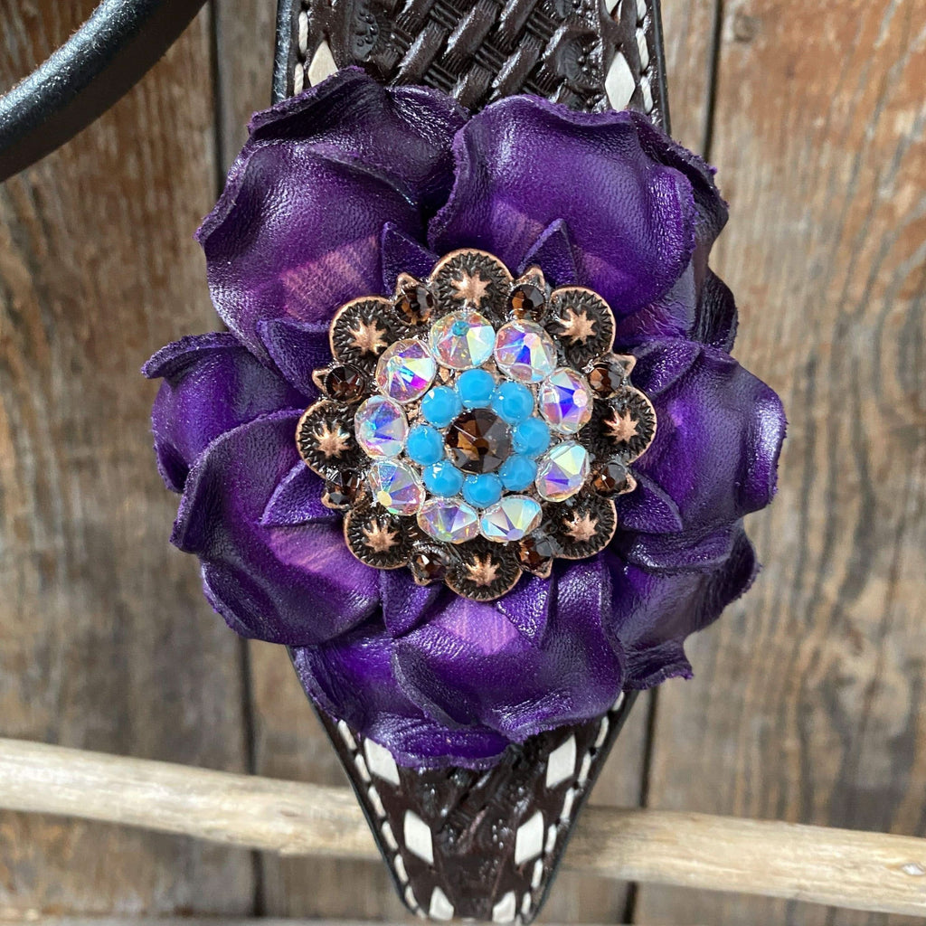 Dark Oil Purple Skull Browband - Breastcollar - Witherstrap Set #BBBC425