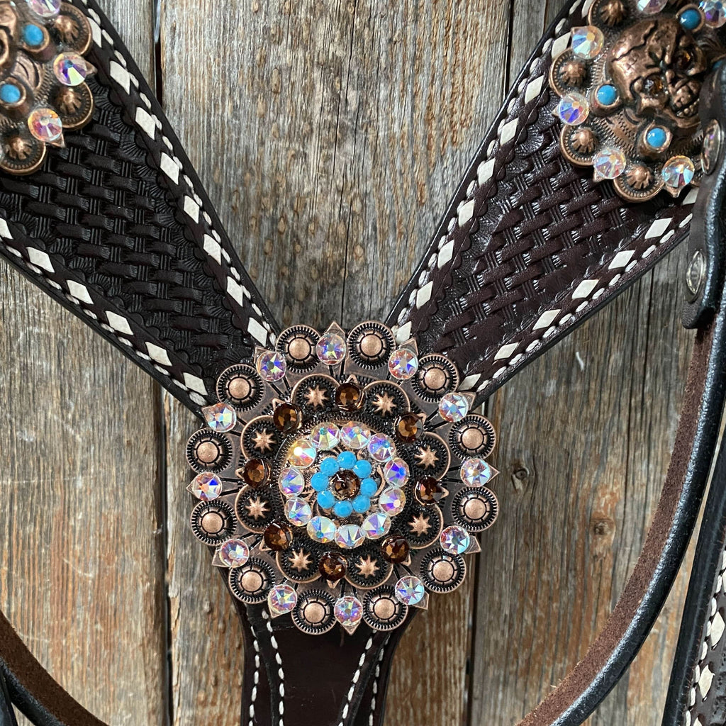 Dark Oil Purple Skull Browband - Breastcollar - Witherstrap Set #BBBC425