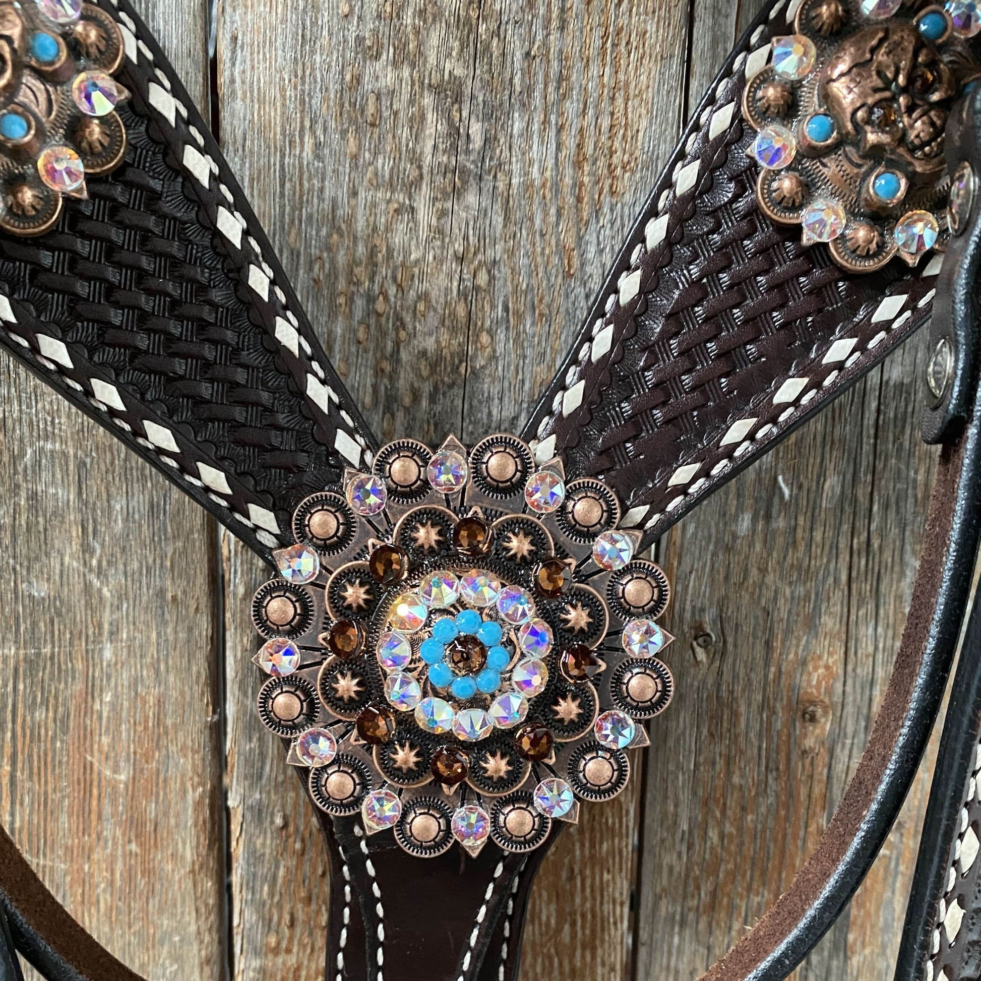 Dark Oil Purple Skull Browband - Breastcollar - Witherstrap Set #BBBC425