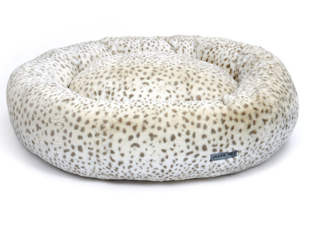 Cheetah Donut Dog Bed, Plush Velour