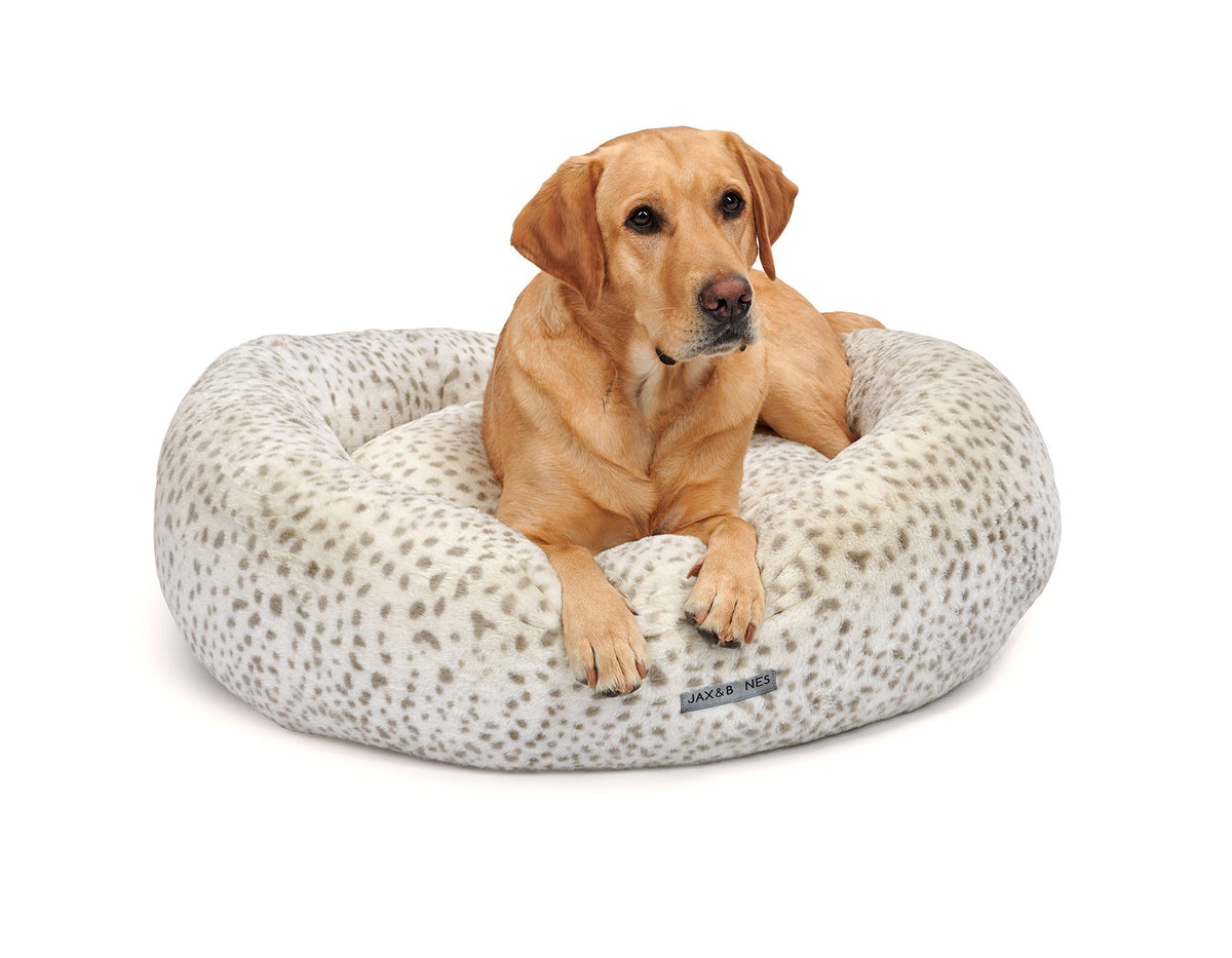 Cheetah Donut Dog Bed, Plush Velour