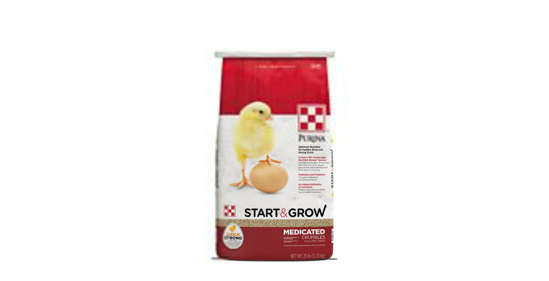 Purina Start and Grow Medicated Crumbles Chick Feed, 25 lb. Bag