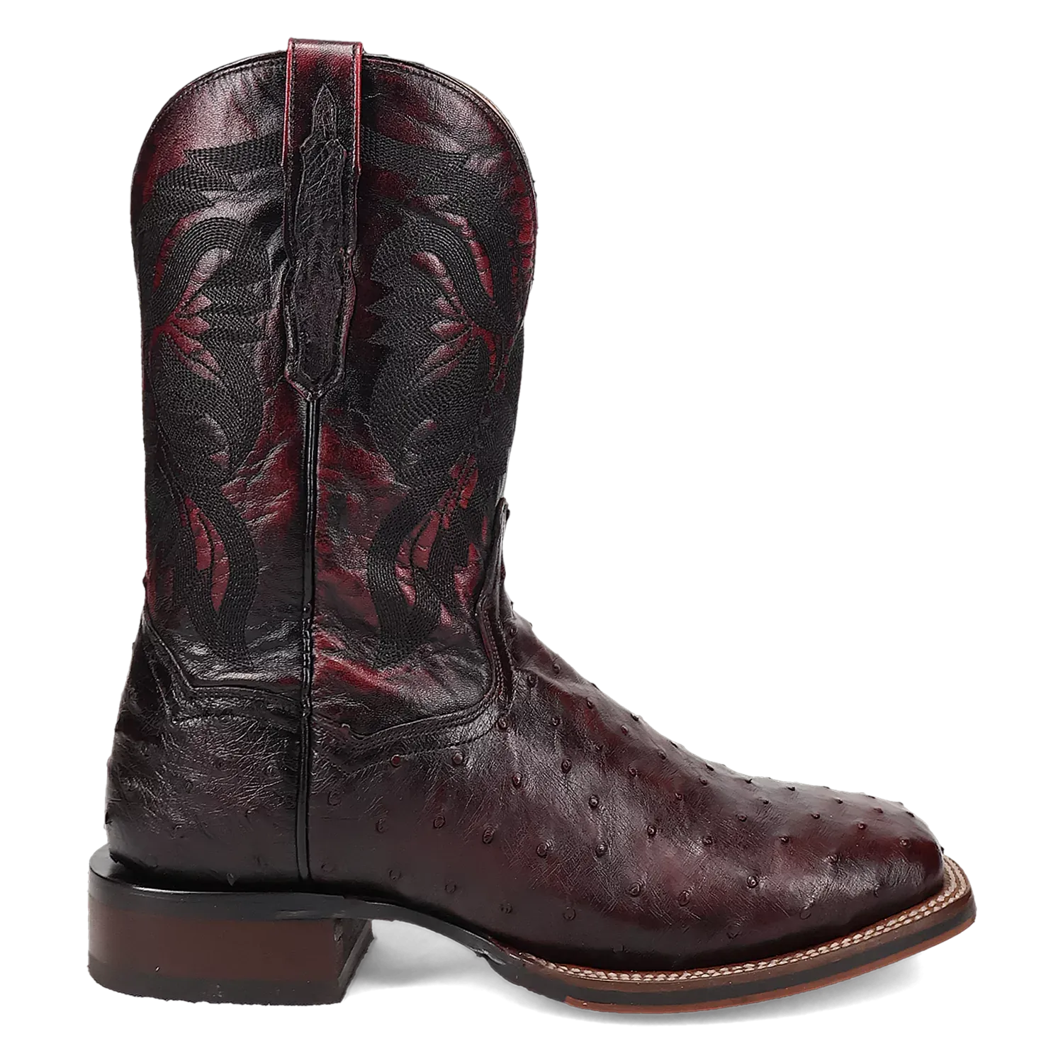 Dan Post Alamosa (Black Cherry)  - Men's Ostrich Skin Leather Cowboy Boots