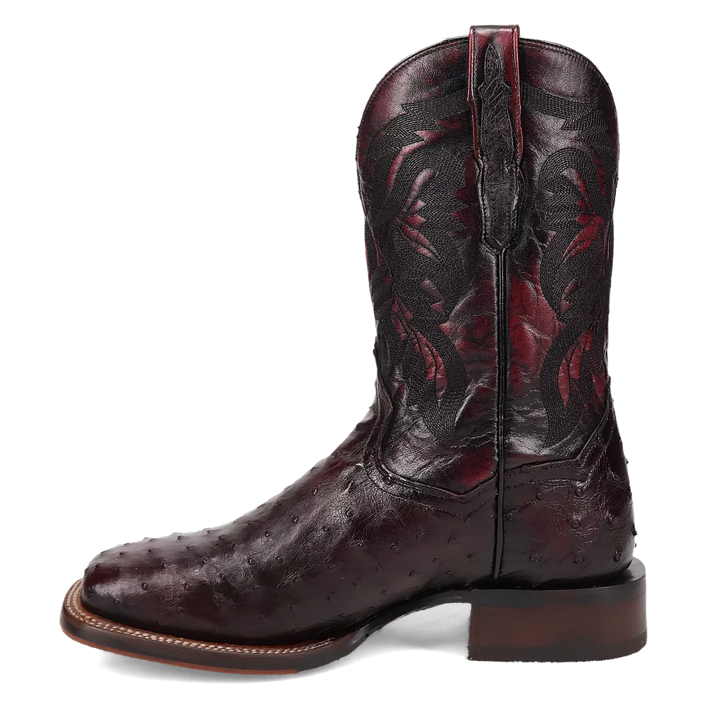 Dan Post Alamosa (Black Cherry)  - Men's Ostrich Skin Leather Cowboy Boots