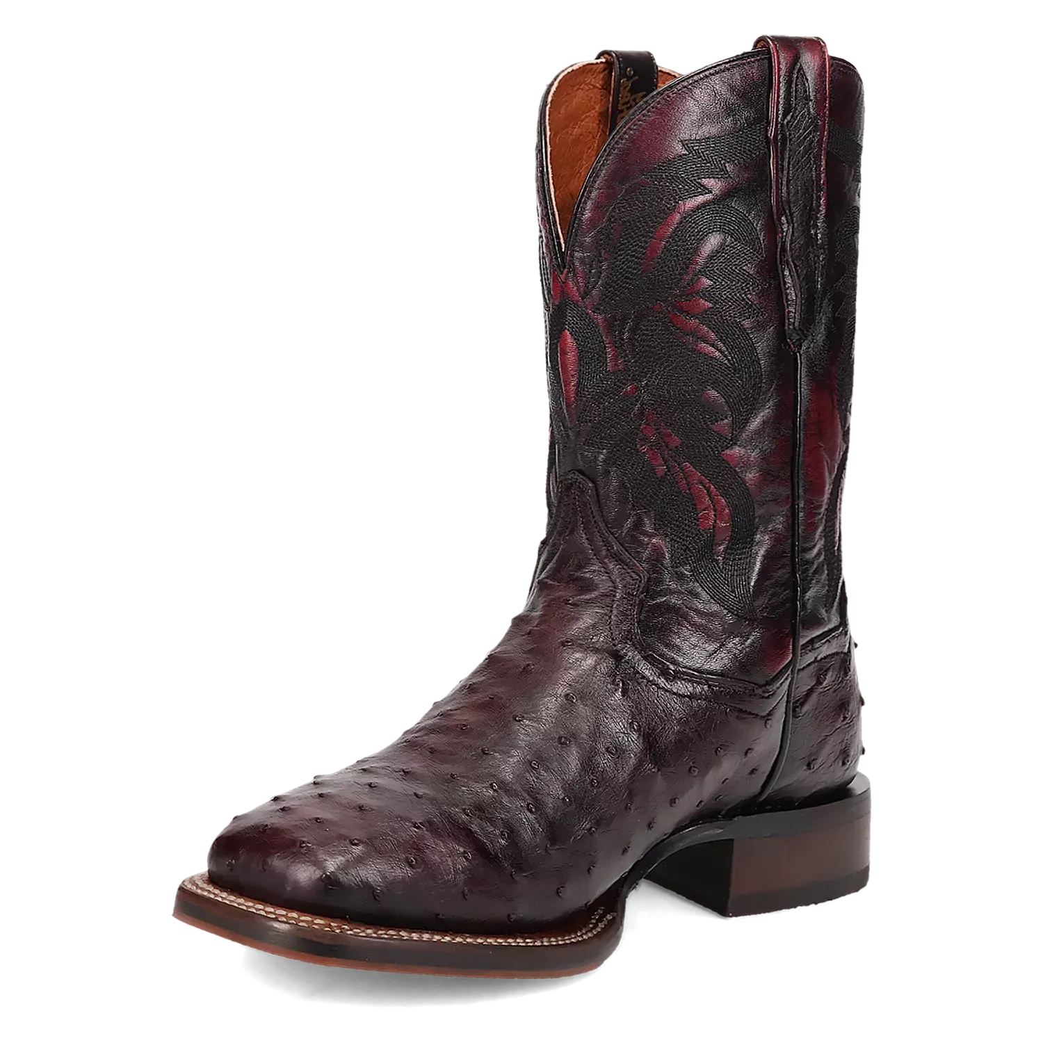 Dan Post Alamosa (Black Cherry)  - Men's Ostrich Skin Leather Cowboy Boots