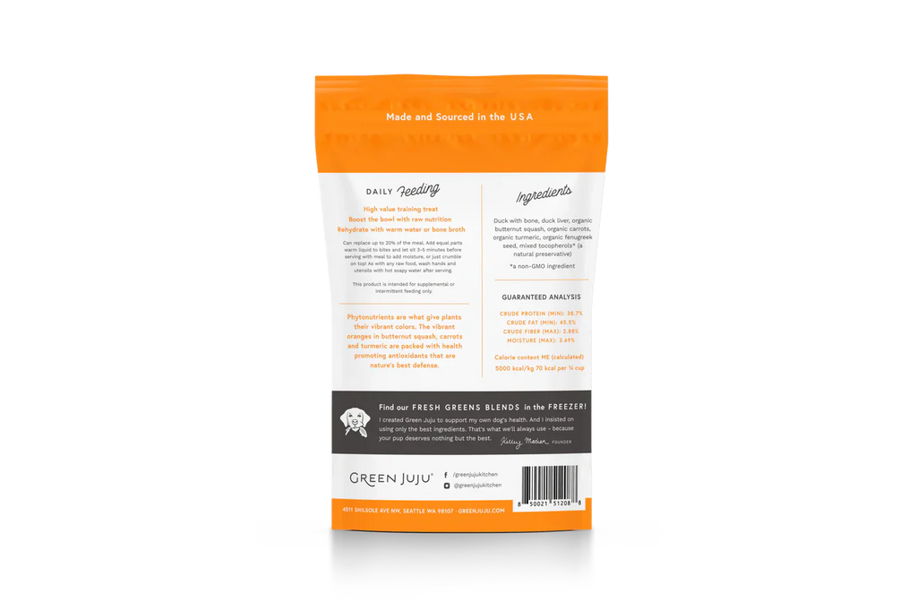 Green Juju Freeze Dried Duck Orange Whole Food Bites (7.5OZ)