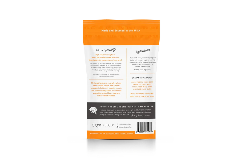 Green Juju Freeze Dried Duck Orange Whole Food Bites (3OZ)
