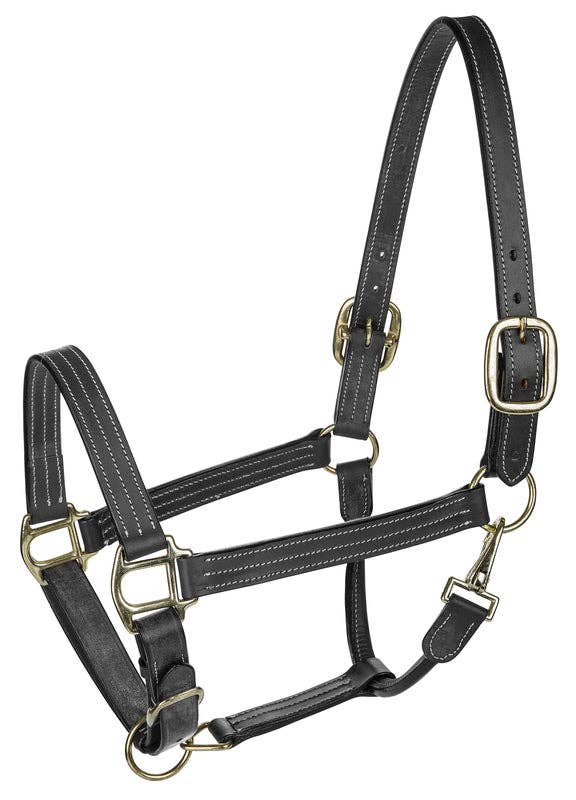 Henri de Rivel Triple Stitched Halter: Black / Horse