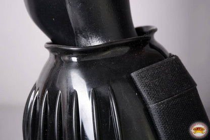 PVC Ribbed Double Hook and Loop Bell Boots Black