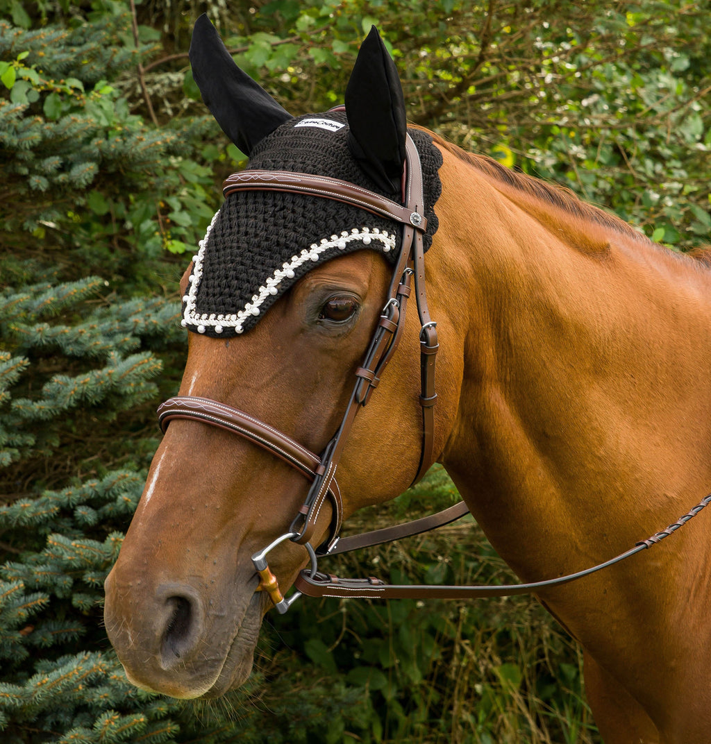 Equine Couture Fly Bonnet with Pearls and Crystals