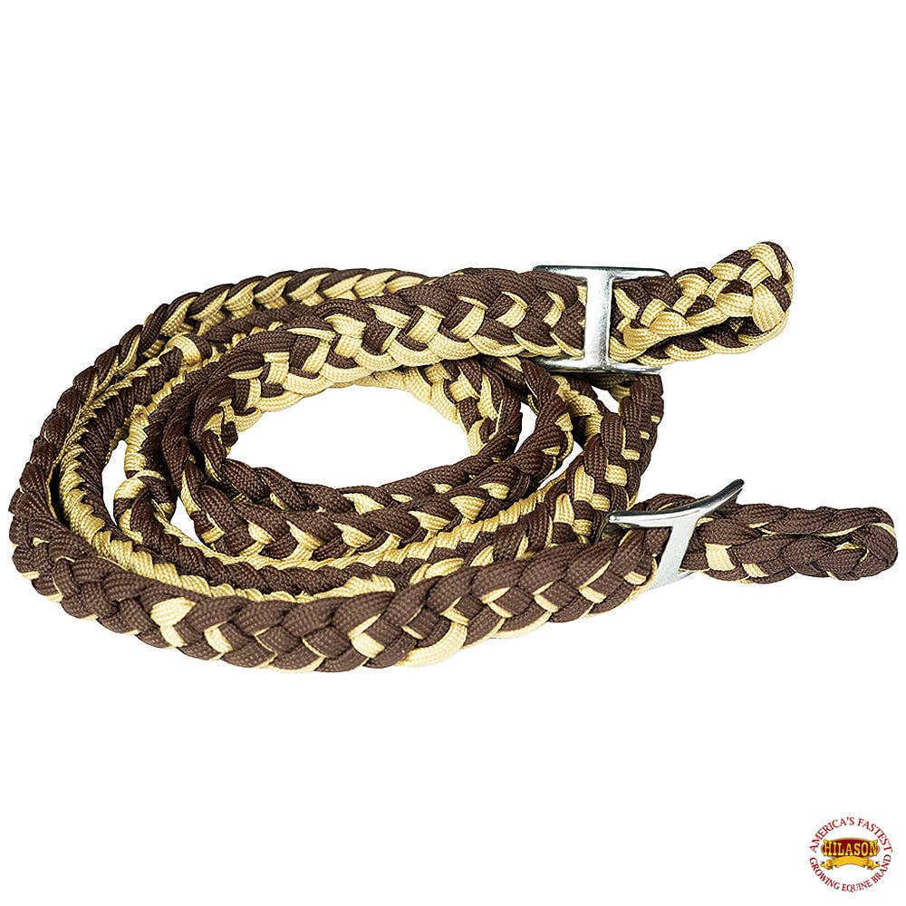 1" 8Ft Braided Poly Barrel Rein Horse Racing Flat Grip Knots