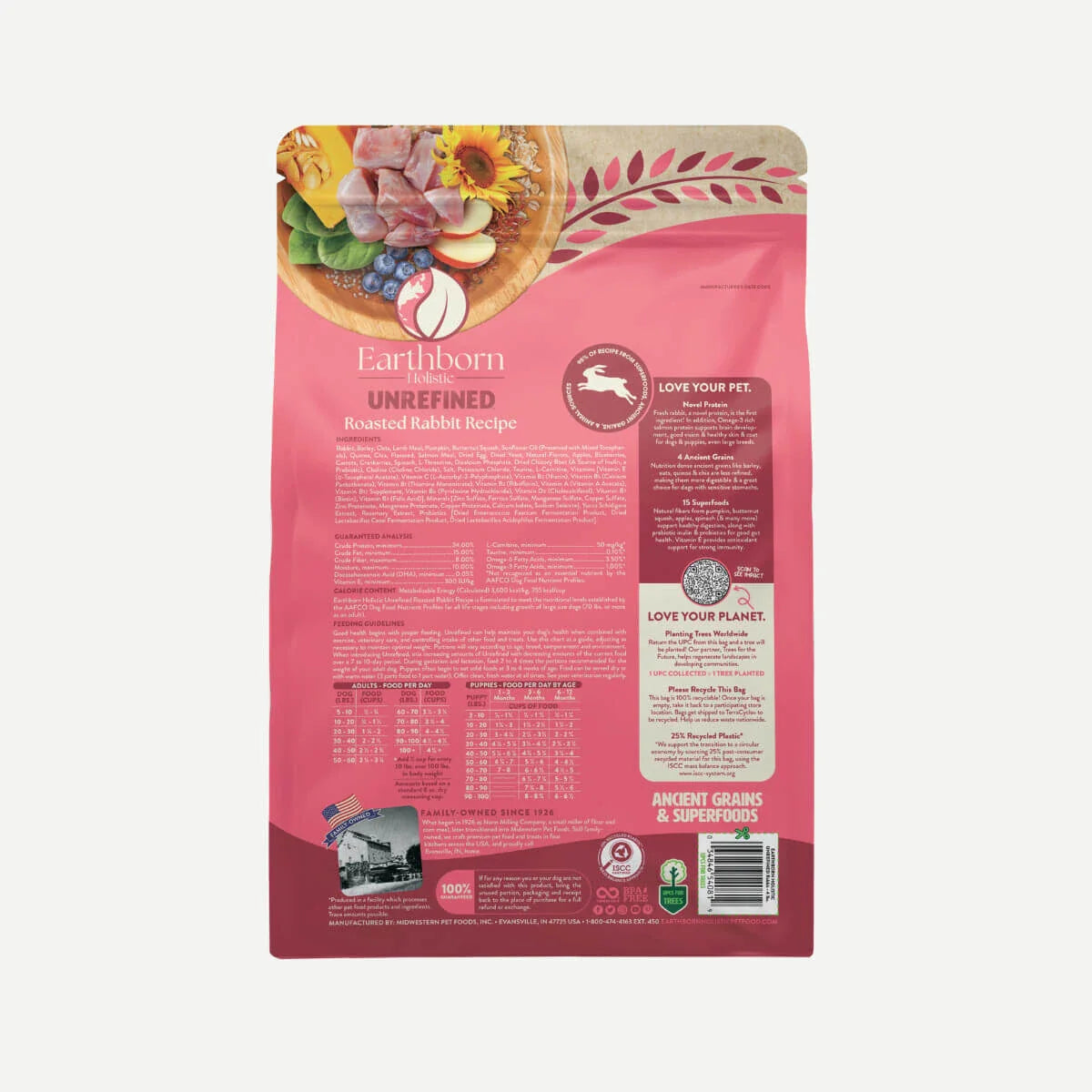 Earthborn All Life Stages Unrefined Ancient Roasted Rabbit Dry Dog Food