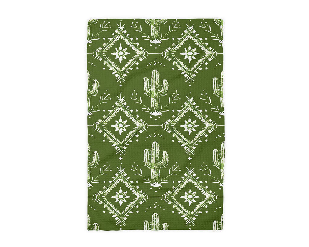 Retro Cactus Western Cowboy Cowgirl Kitchen Towel Waffle