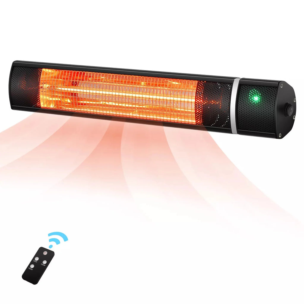 1500W Electric Patio Heater – Plug-In Outdoor Infrared Wall Heater with Remote Control, 3 Heat Settings, IP65 Waterproof, Overheat Protection, Indoor & Outdoor