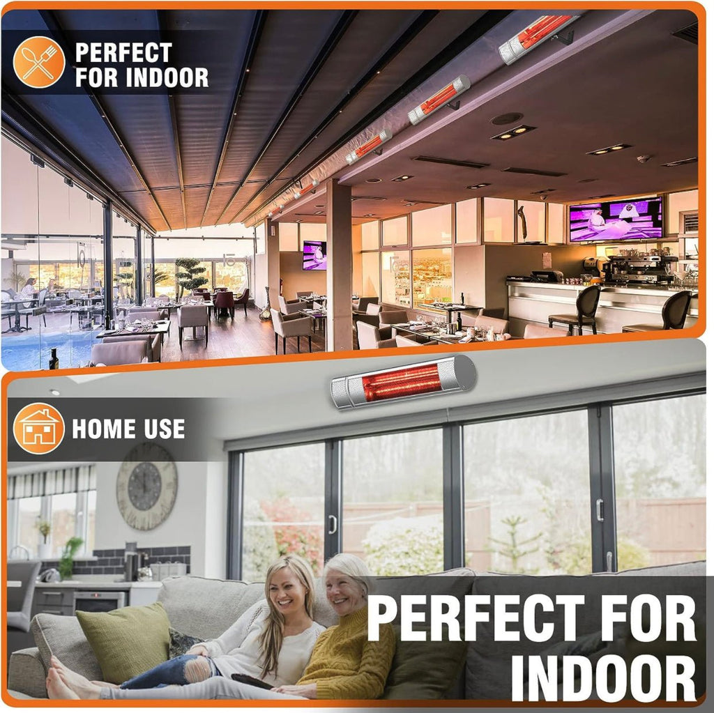 1500W Electric Patio Heater – Plug-In Outdoor Infrared Wall Heater with Remote Control, 3 Heat Settings, IP65 Waterproof, Overheat Protection, Indoor & Outdoor