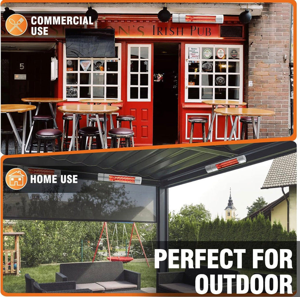 1500W Electric Patio Heater – Plug-In Outdoor Infrared Wall Heater with Remote Control, 3 Heat Settings, IP65 Waterproof, Overheat Protection, Indoor & Outdoor