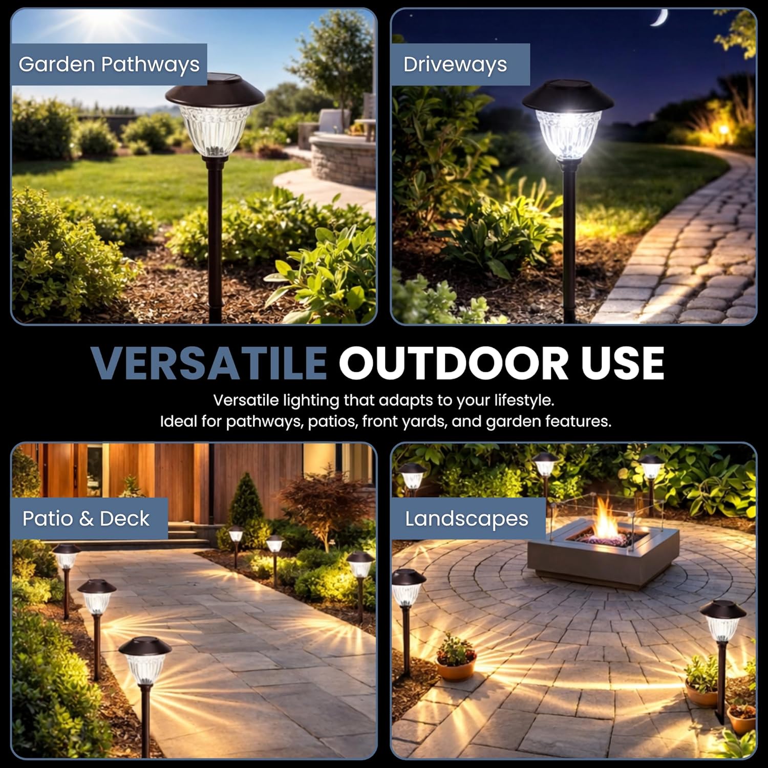 Energizer 10 Pack Solar LED Pathway Lights Outdoor-Stainless Steel