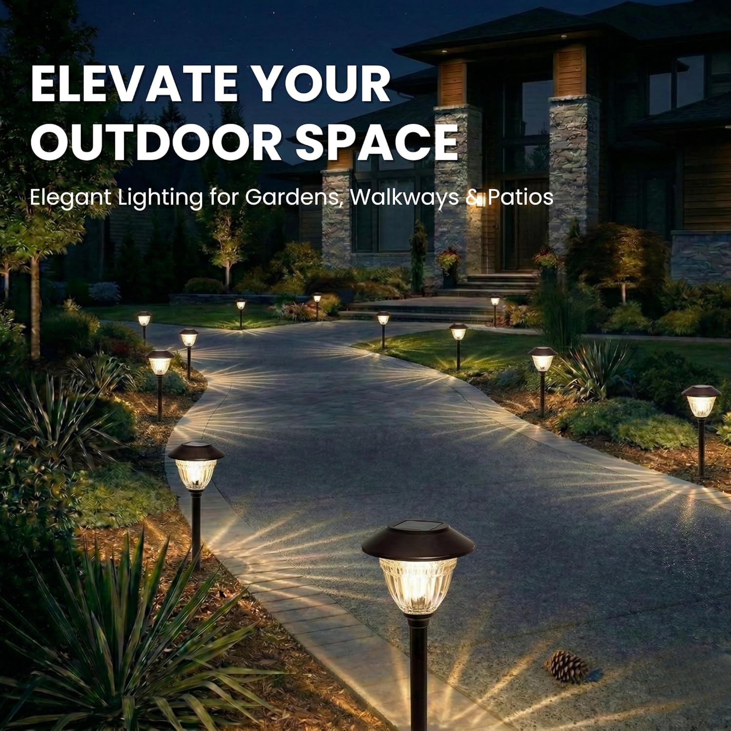 Energizer 10 Pack Solar LED Pathway Lights Outdoor-Stainless Steel
