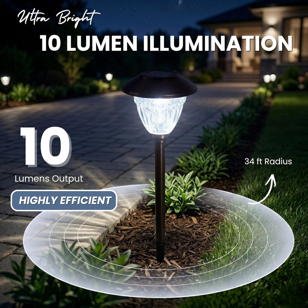 Energizer 10 Pack Solar LED Pathway Lights Outdoor-Stainless Steel