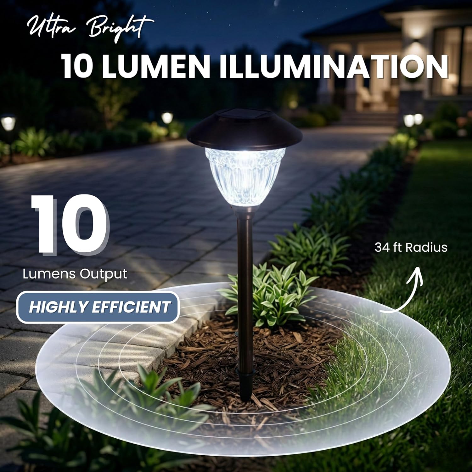 Energizer 10 Pack Solar LED Pathway Lights Outdoor-Stainless Steel