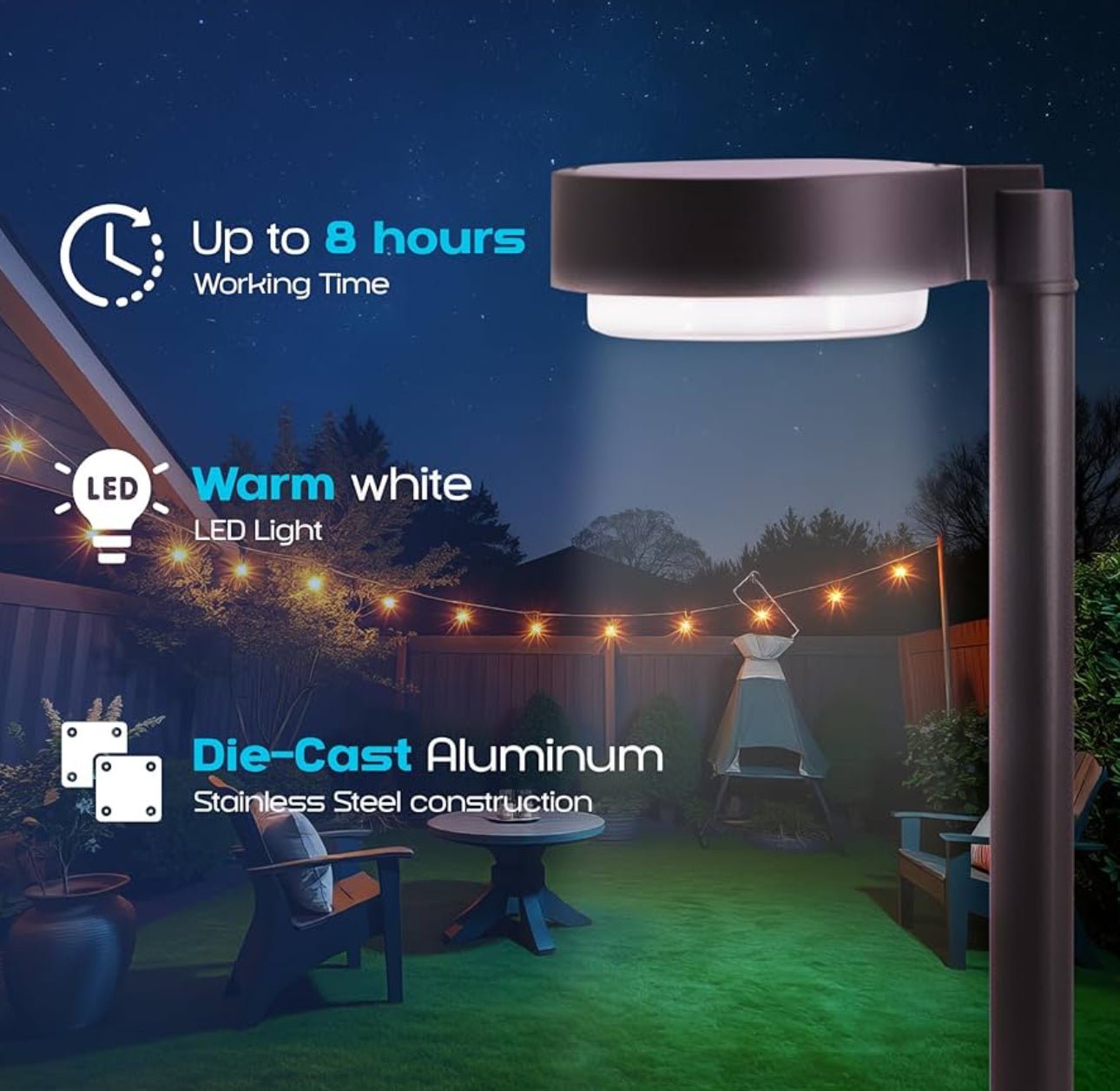 Energizer 20 Lumen Set of 4 Down light Aluminum Solar Pathway Lights