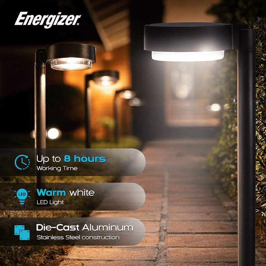 Energizer 20 Lumen Set of 4 Down light Aluminum Solar Pathway Lights