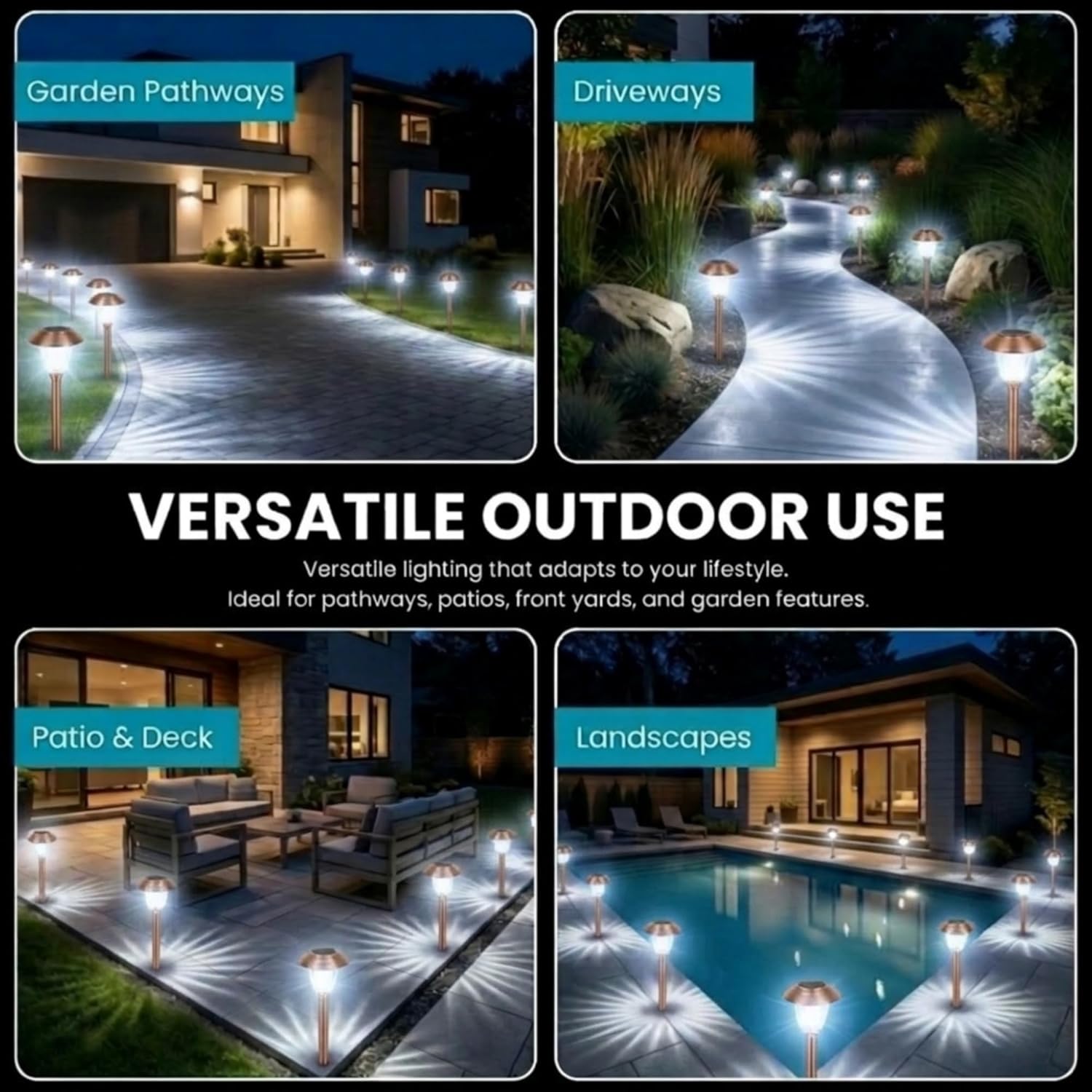 Energizer 8 Pack Color On Demand Solar Pathway Lights Outdoor-Stainless Steel(5 Colors)