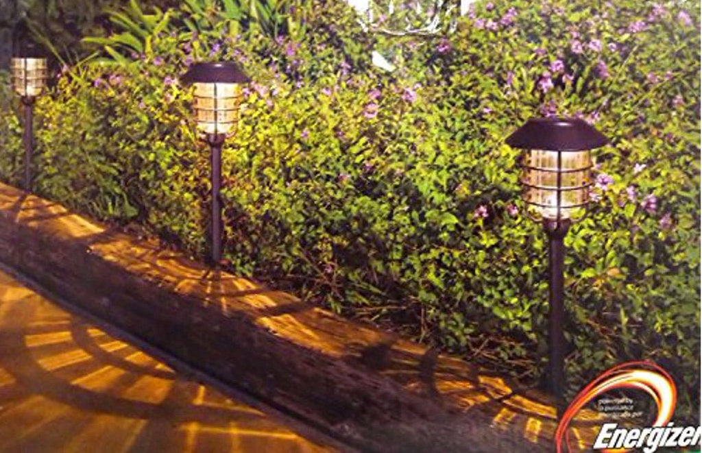 Energizer (SmartYard) 8-Pack Solar Pathway Lights – 10 Lumen Warm White LED, Aluminum & Glass, Dusk-to-Dawn Outdoor Landscape Lights
