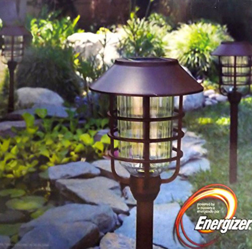 Energizer (SmartYard) 8-Pack Solar Pathway Lights – 10 Lumen Warm White LED, Aluminum & Glass, Dusk-to-Dawn Outdoor Landscape Lights