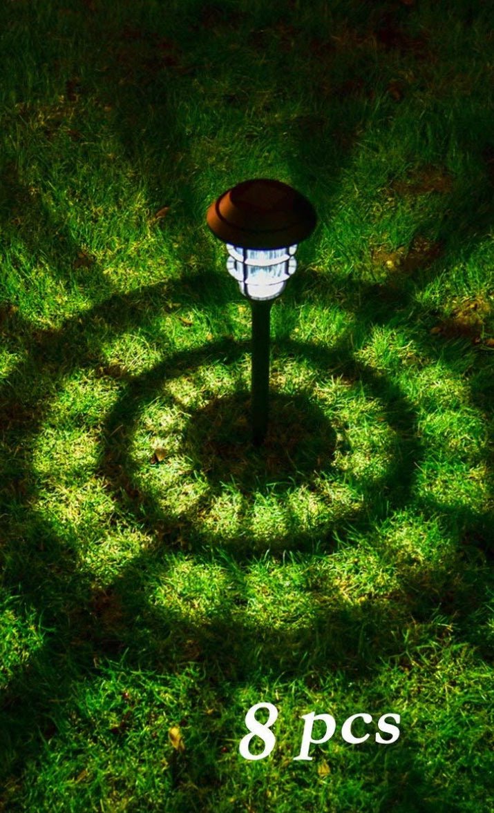 Energizer (SmartYard) 8-Pack Solar Pathway Lights – 10 Lumen Warm White LED, Aluminum & Glass, Dusk-to-Dawn Outdoor Landscape Lights