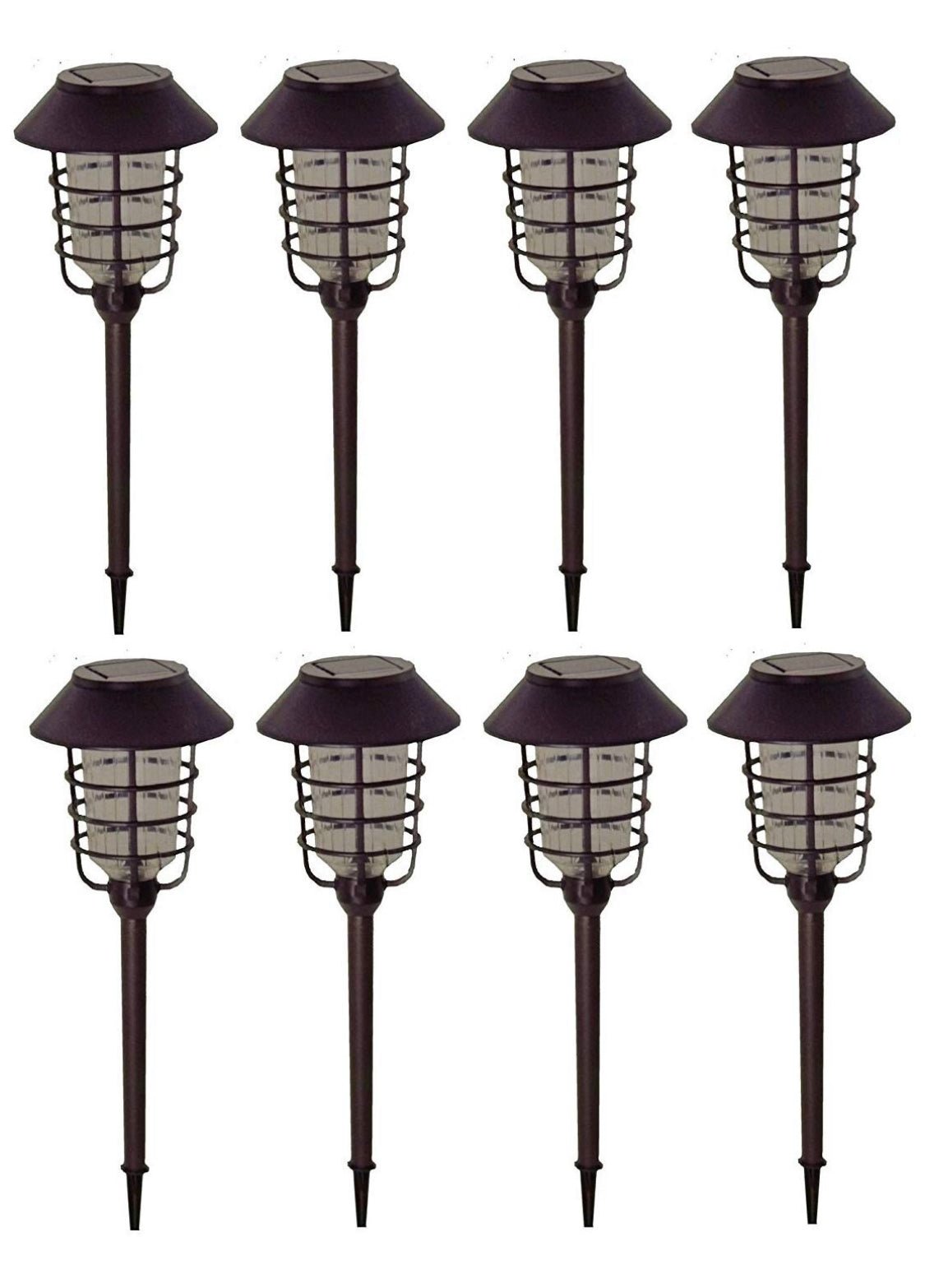 Energizer (SmartYard) 8-Pack Solar Pathway Lights – 10 Lumen Warm White LED, Aluminum & Glass, Dusk-to-Dawn Outdoor Landscape Lights
