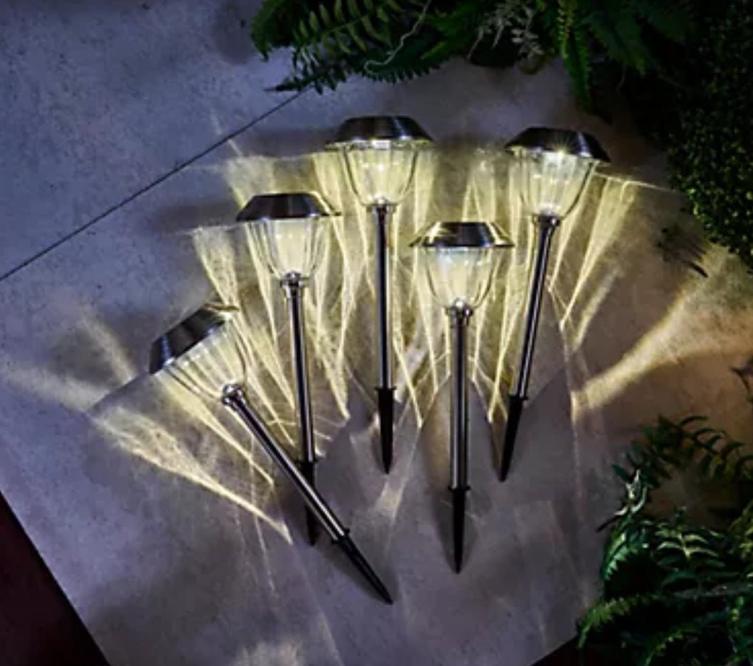 Enerigizer 10 Pack Solar Pathway LED Lights Outdoor 15 Lumen-Stainless Steel(Silver)