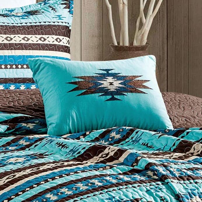 Southwest Turquoise Aztec Quilt - 5 Piece Set