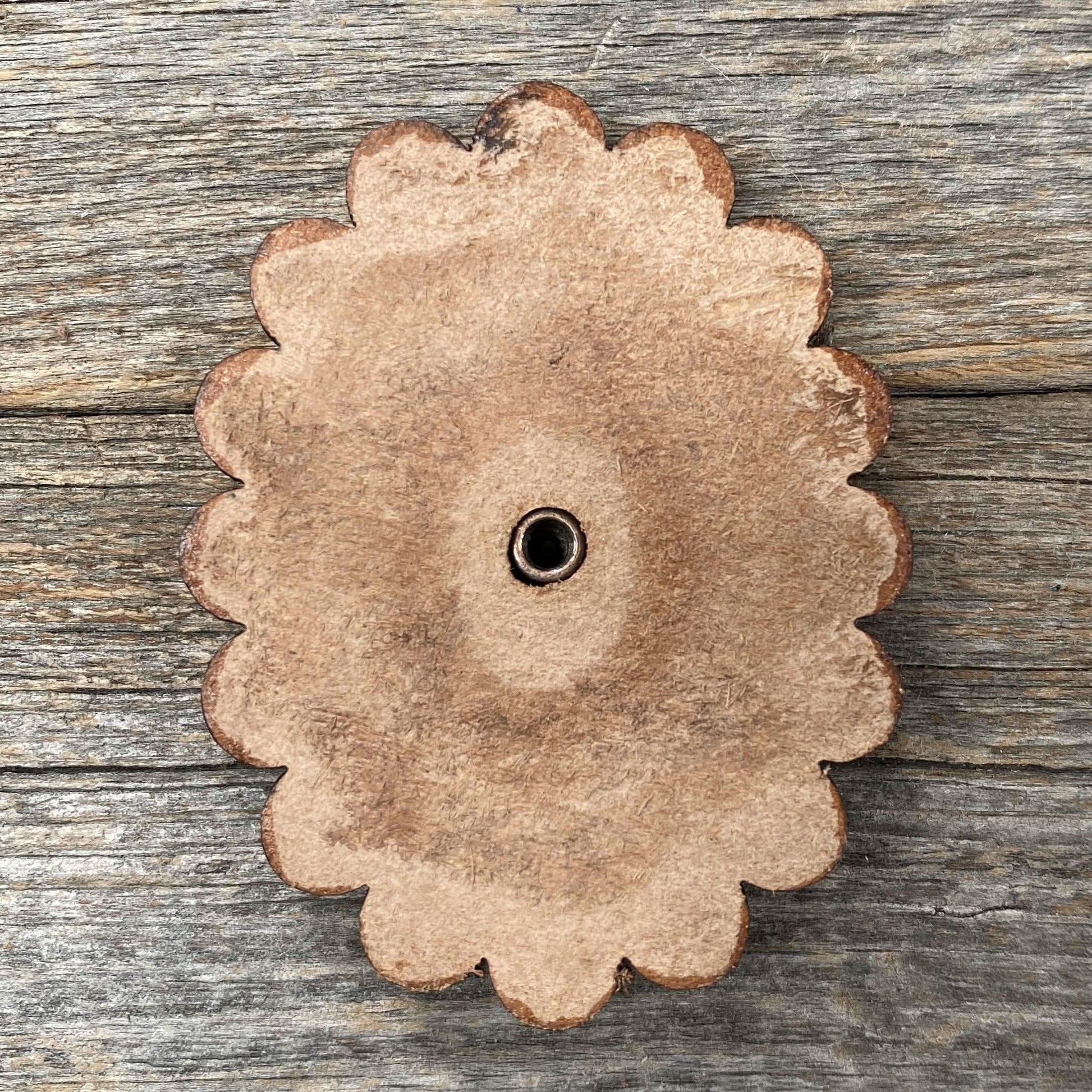 Leather Rosette Dark Oil Edges with Sage Cabochon Western Concho R104CABSG