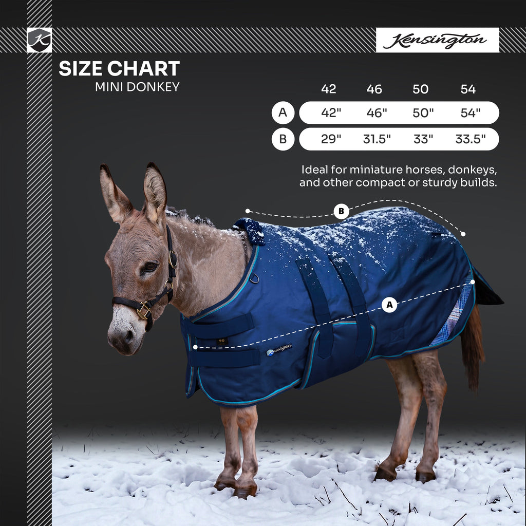 New 1200D Mini Donkey 300G Heavy Weight Winter Turnout Blanket - Waterproof & Breathable