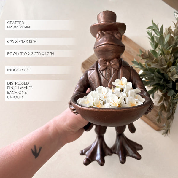 Charming Frog Bronze Bowl | Dapper Critters Collection