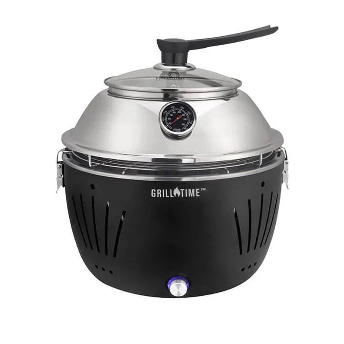 Grill Time Tailgater GTX Portable Charcoal Grill with Glass Hood Perfect for Camping Accessories