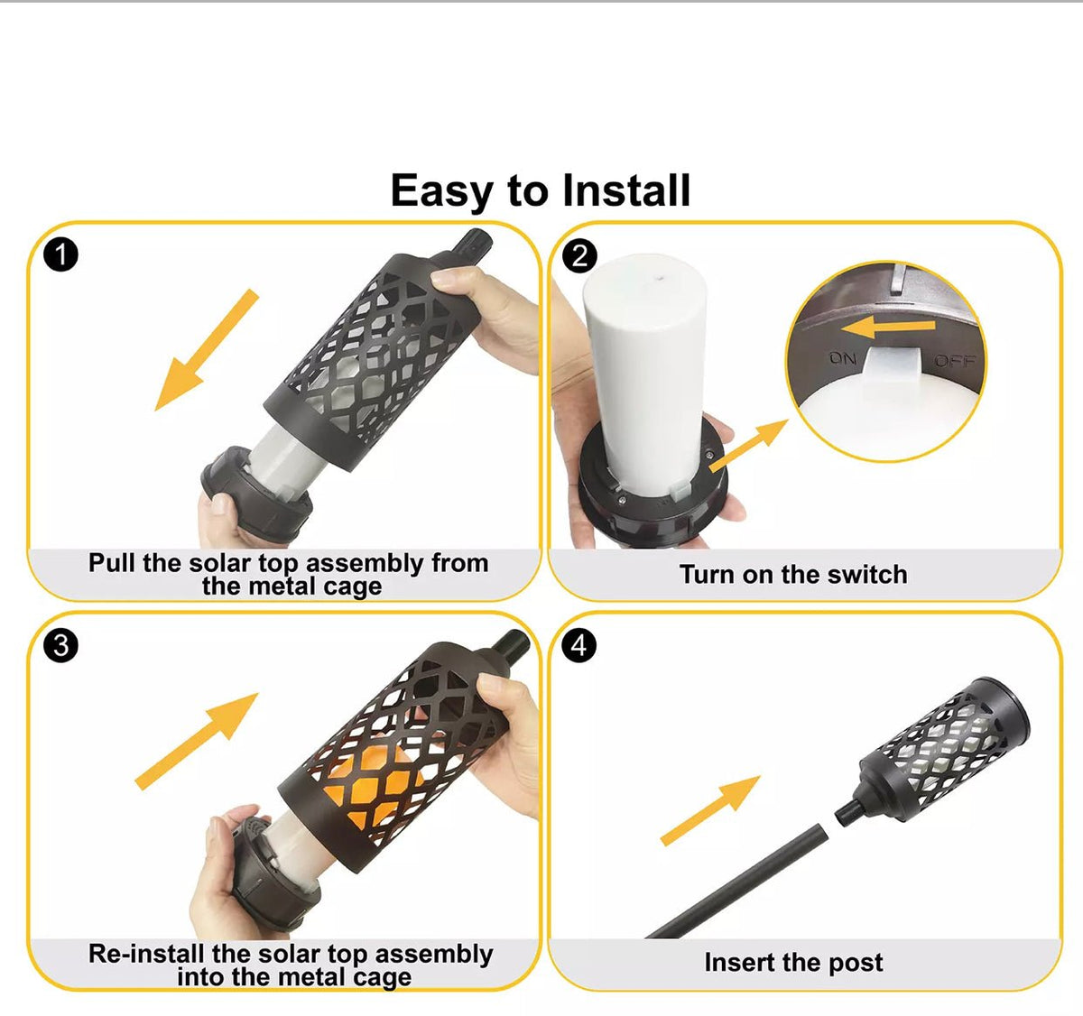 High End Solar Pathway Torch Lights 2-Pack – 20 Lumen, Flickering Flame, Die-Cast Aluminum & Glass