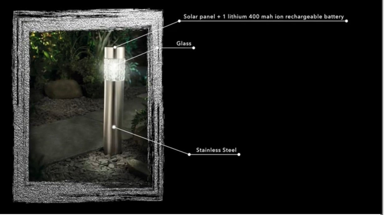 High End Modern Stainless Steel Solar Powered LED Bollard Pathway  Light -15 Pack