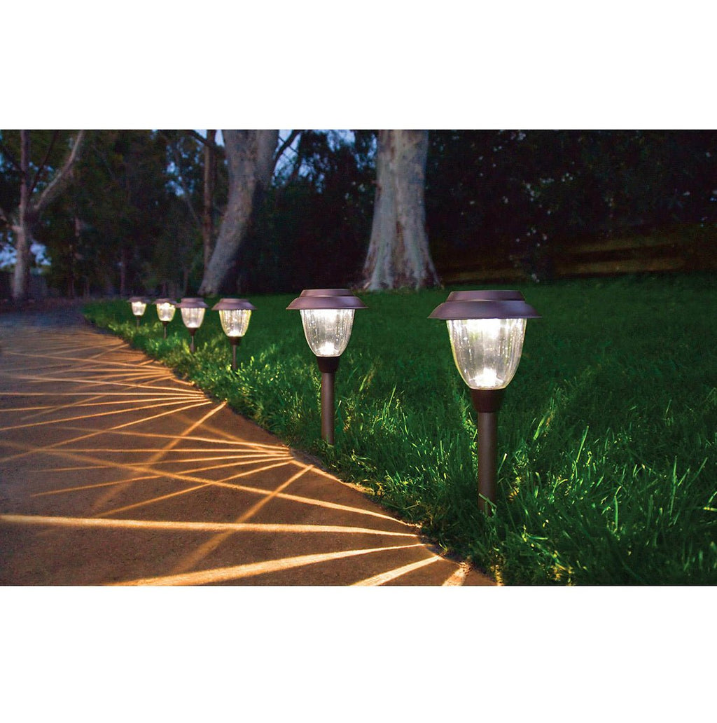 Member’s Mark 10-Pack Solar LED Pathway Lights, 10 Lumens, Stainless Steel & Glass, Oil-Rubbed Bronze Dusk-to-Dawn Landscape Lights