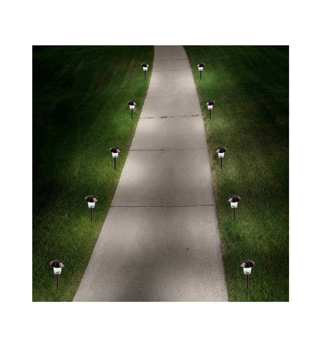 Member’s Mark 10-Pack Solar LED Pathway Lights, 10 Lumens, Stainless Steel & Glass, Oil-Rubbed Bronze Dusk-to-Dawn Landscape Lights