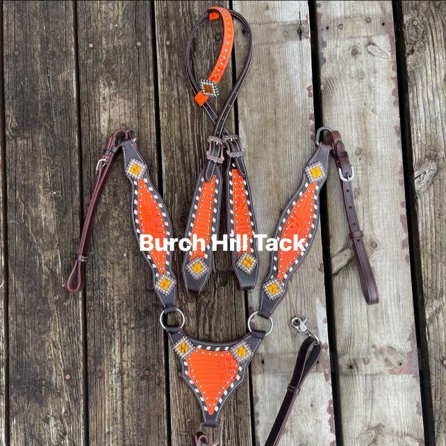 Western Horse Tack Set | Made to Order | Vibrant Orange