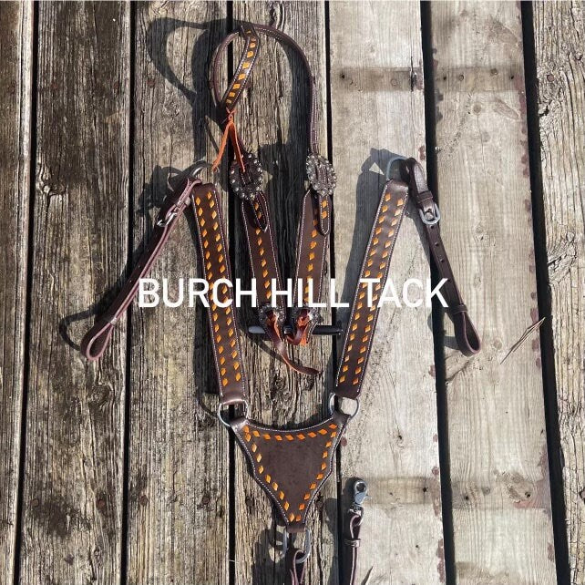 Orange Buck Stitch Western Tack Set